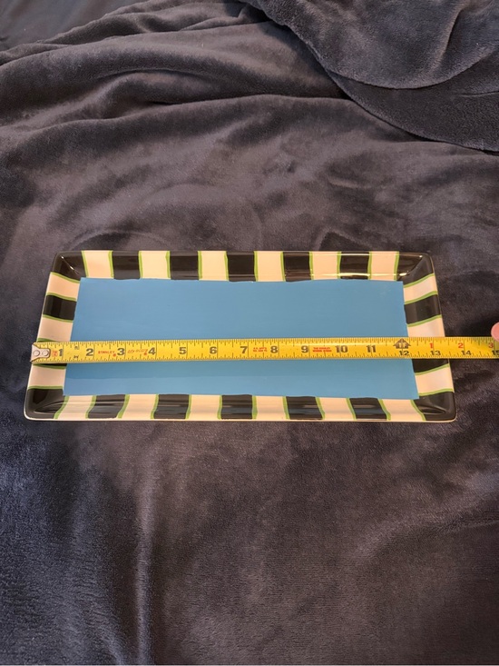 Mainstreet Collection Other - Striped Rectangular Ceramic Serving Platter in Blue and Black